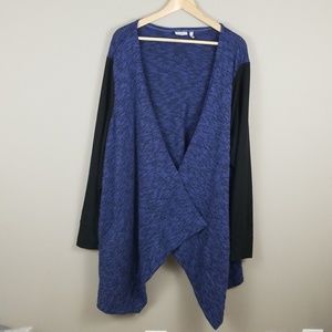 LOGO Lori Goldstein Black Purple Cardigan 3X